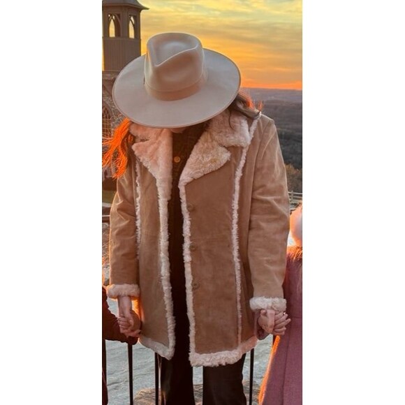 VTG Wilson Leather Womens 2X Jacket Suede Marlboro Western Brown Shearling Fur - Picture 6 of 12